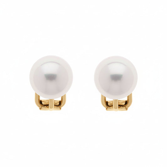 Pink Pearl Gold Clip Earrings