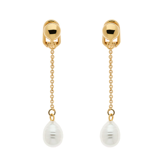 Baroque Pearl Drop Clip Earrings