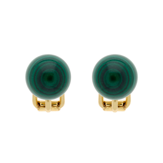 Malachite Stud Clip Earrings