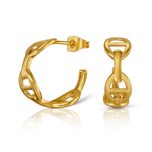 Gold Link Hoop Earrings