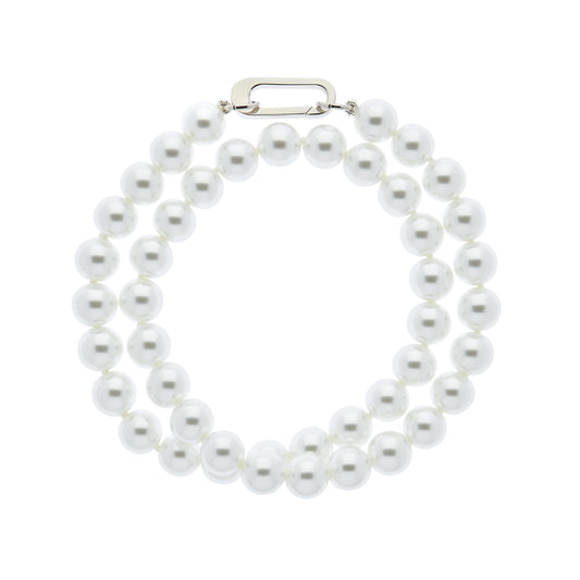 Pearl & Platinum Double Wrap Bracelet