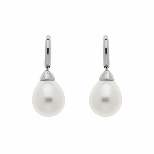 Platinum Teardrop Pearl Earrings