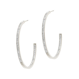 Platinum Crystal Hoop Earrings
