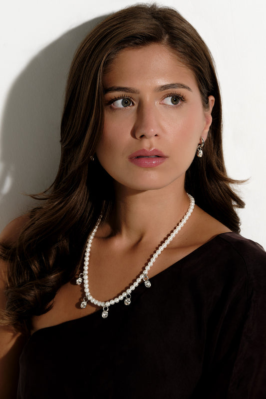 Pearl Necklace Crystal Droplet Necklace