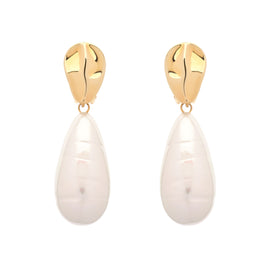 Large Baroque Gold Drop Clip Earrings