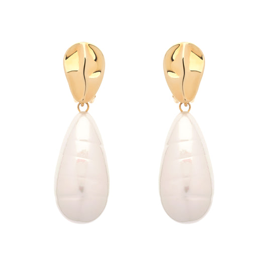 Large Baroque Gold Drop Clip Earrings
