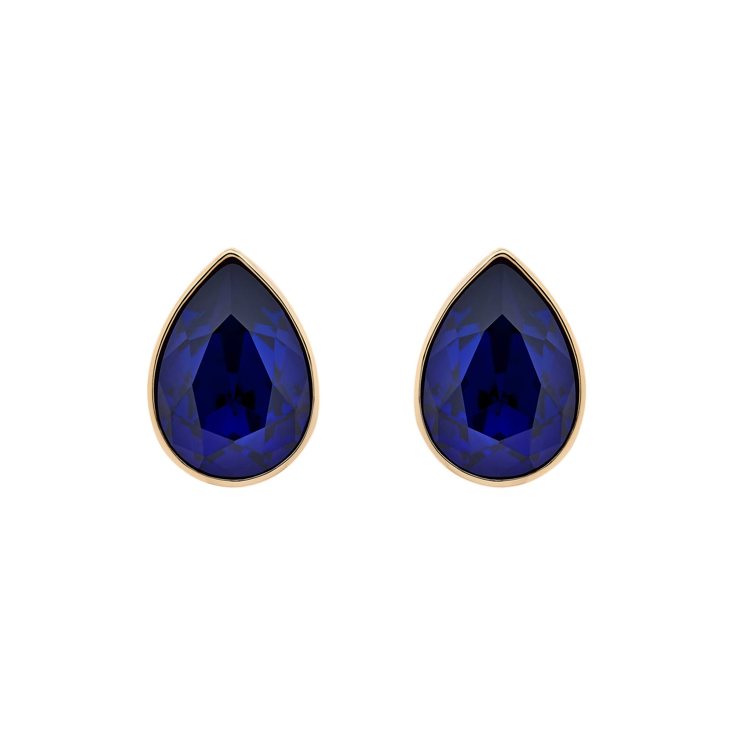 Indigo Pear Crystal Clip Earrings