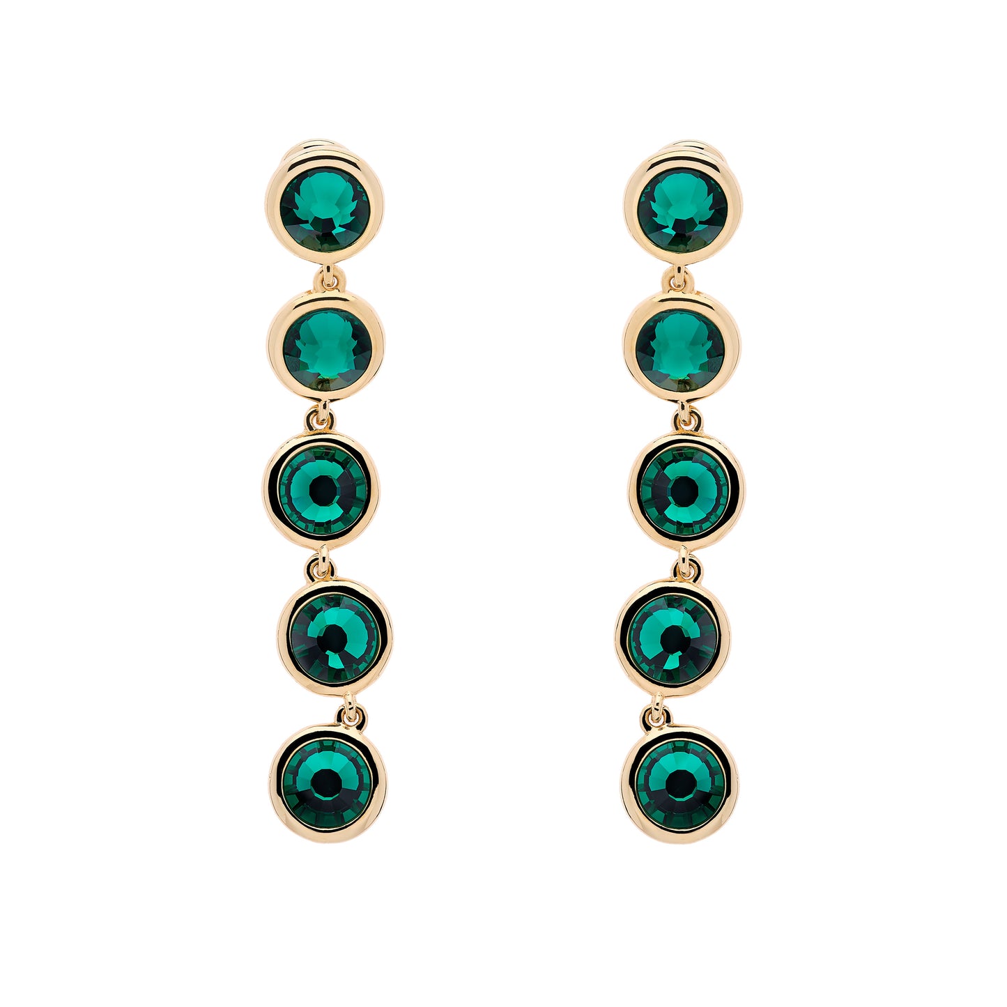 Emerald Crystals Statement Drop Clip Earrings