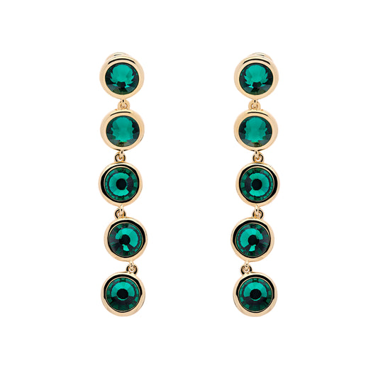 Emerald Crystals Statement Drop Clip Earrings