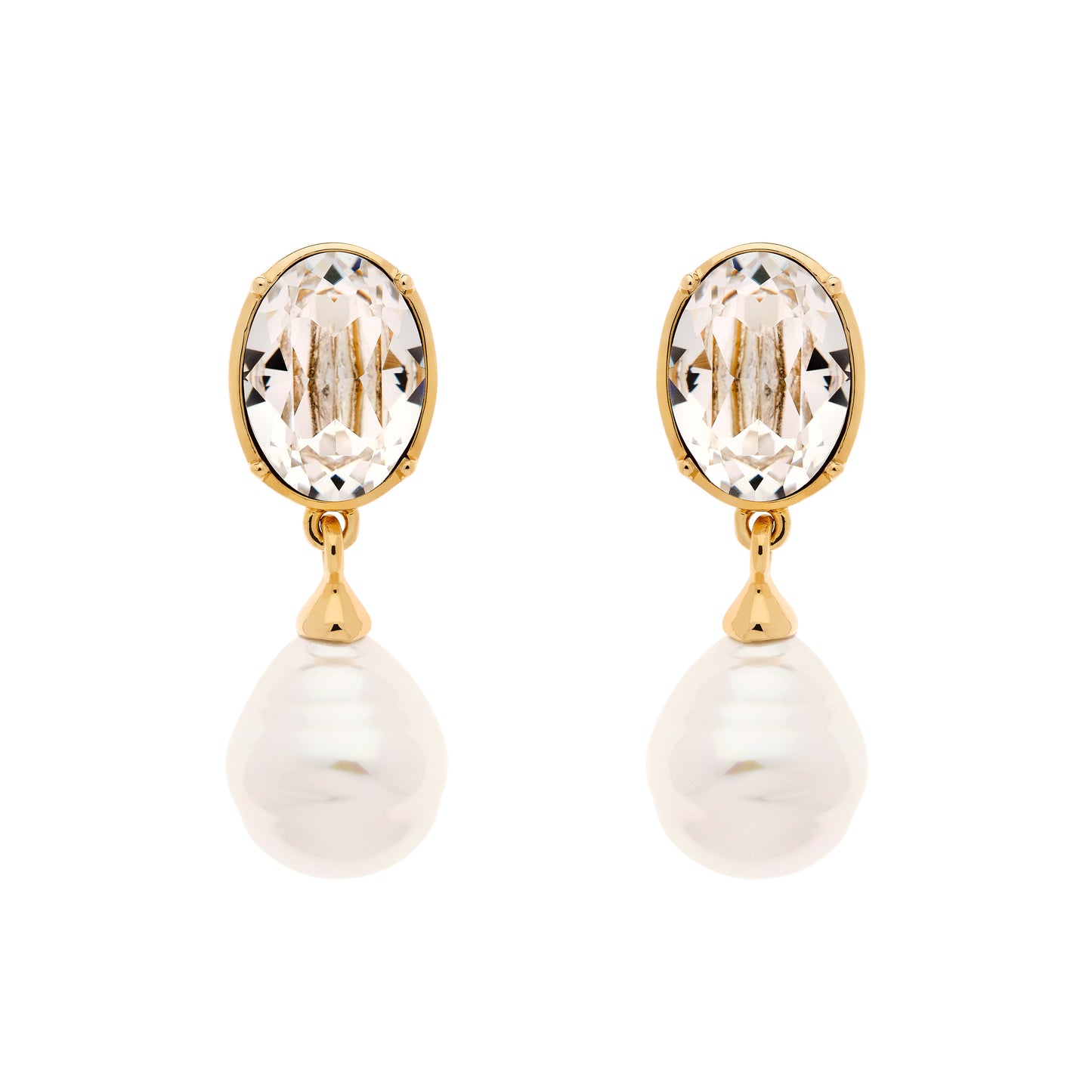 Crystal & Baroque Pearl Statement Clip Earrings