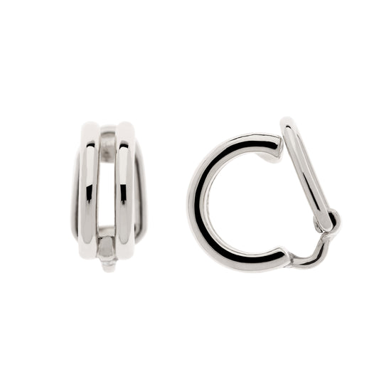 Platinum Double Hoop Mini Clip Earrings