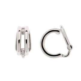 Platinum Double Hoop Mini Clip Earrings