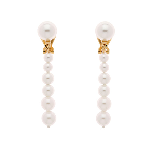 Graduated Pearl Clip Earrings