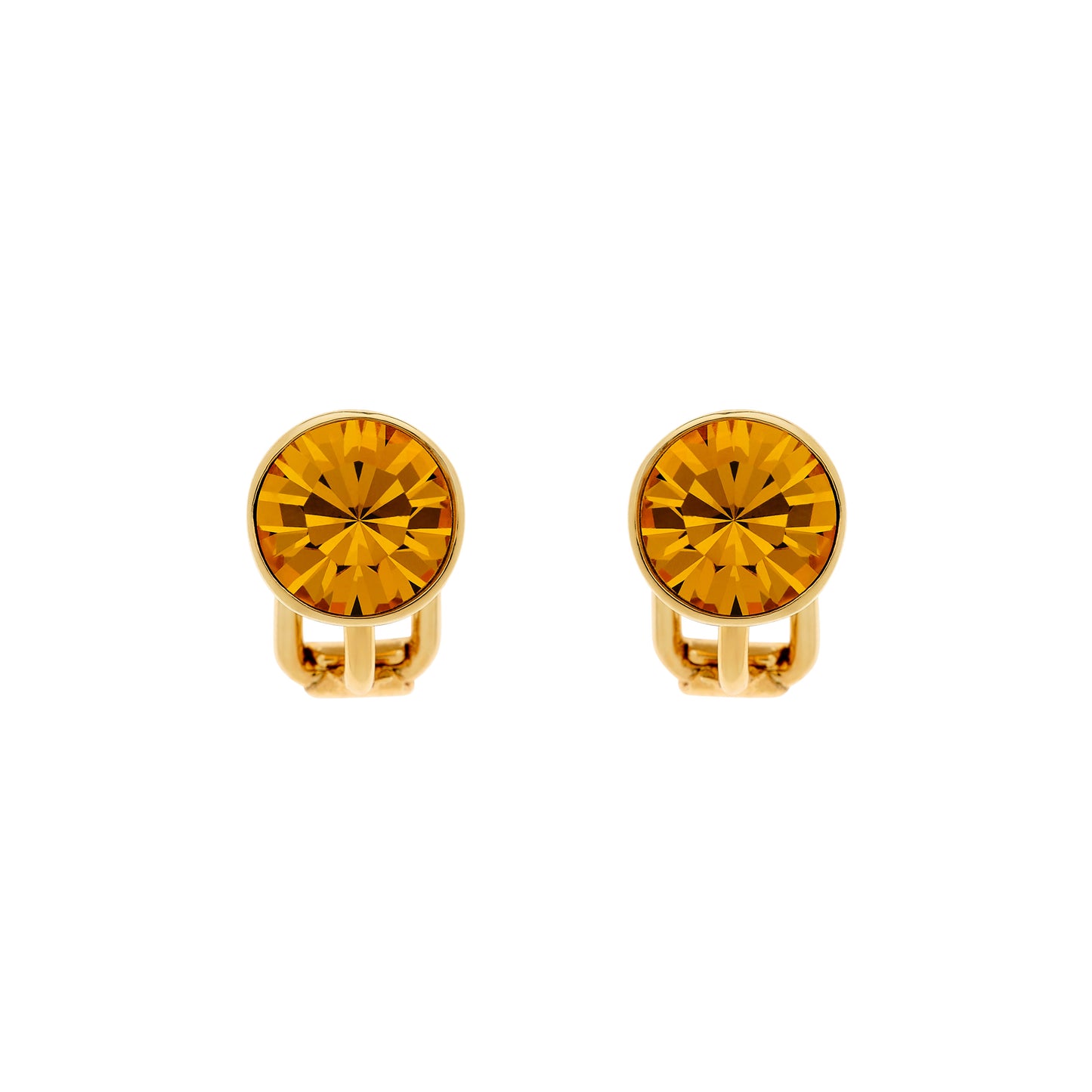 Topaz Crystal Stud Clip Earrings