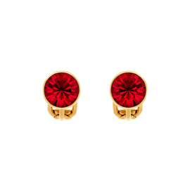 Ruby Crystal Stud Clip Earrings