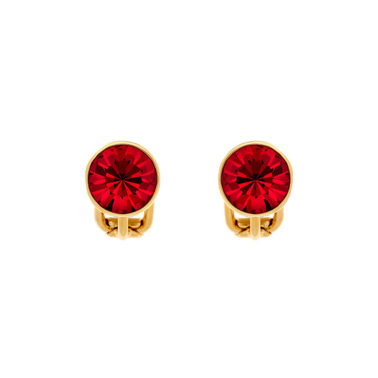 Ruby Crystal Stud Clip Earrings