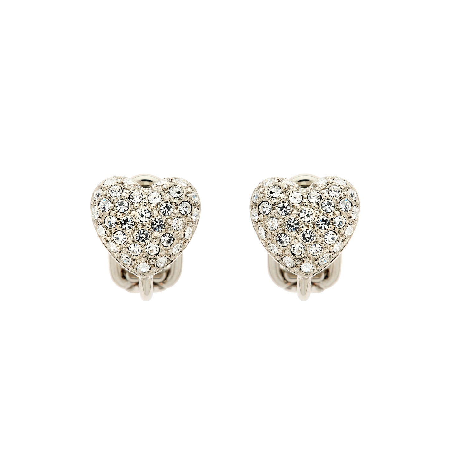 Platinum & Crystal Heart Clip Earrings