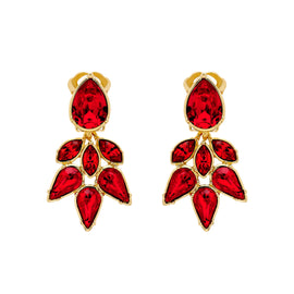 Ruby Crystal Statement Clip Earrings
