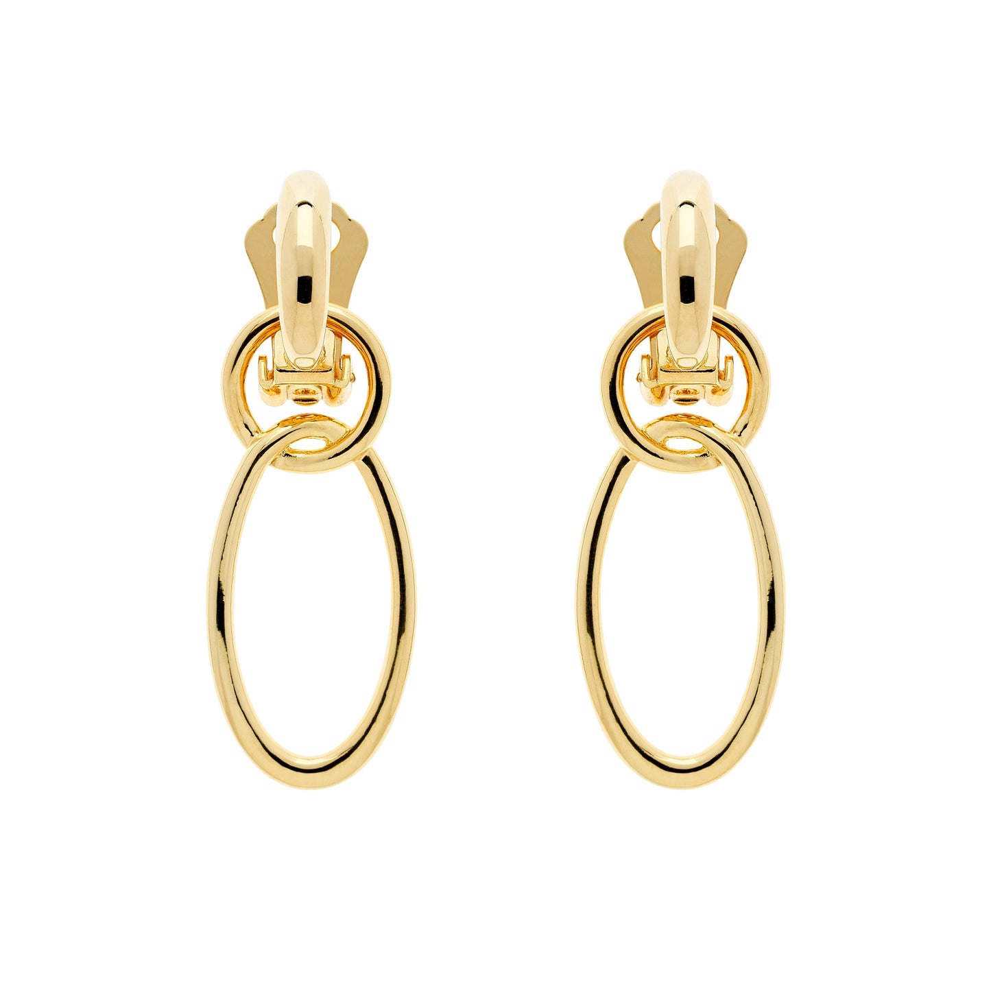 Gold Double Hoop Clip Earrings