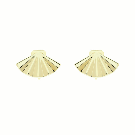 Gold Fan Clip Earrings