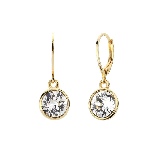 Gold & Crystal Leverback Earrings