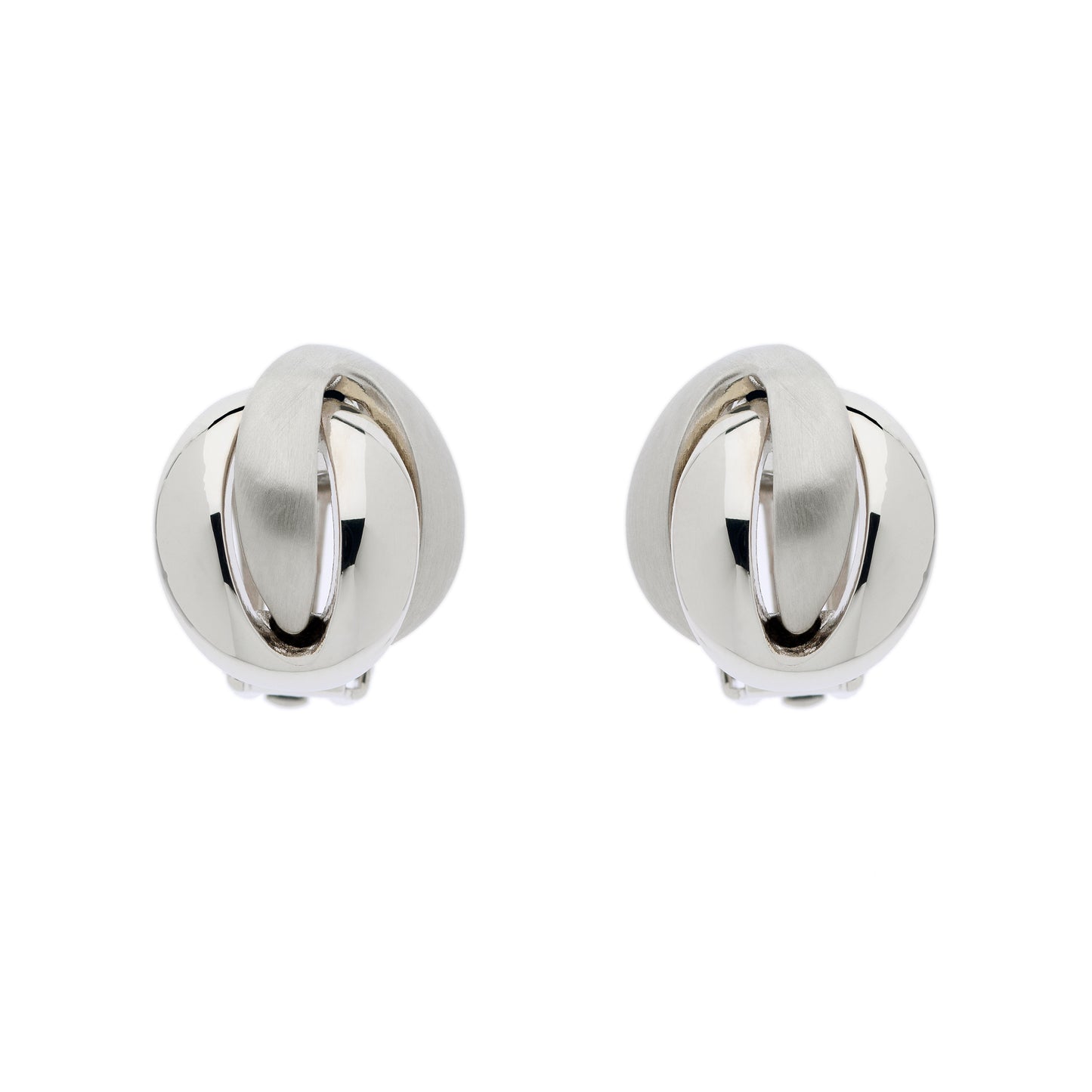 Platinum Knot Clip Earrings