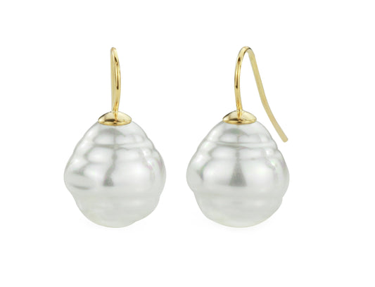 Baroque Pearl on Gold Earrings