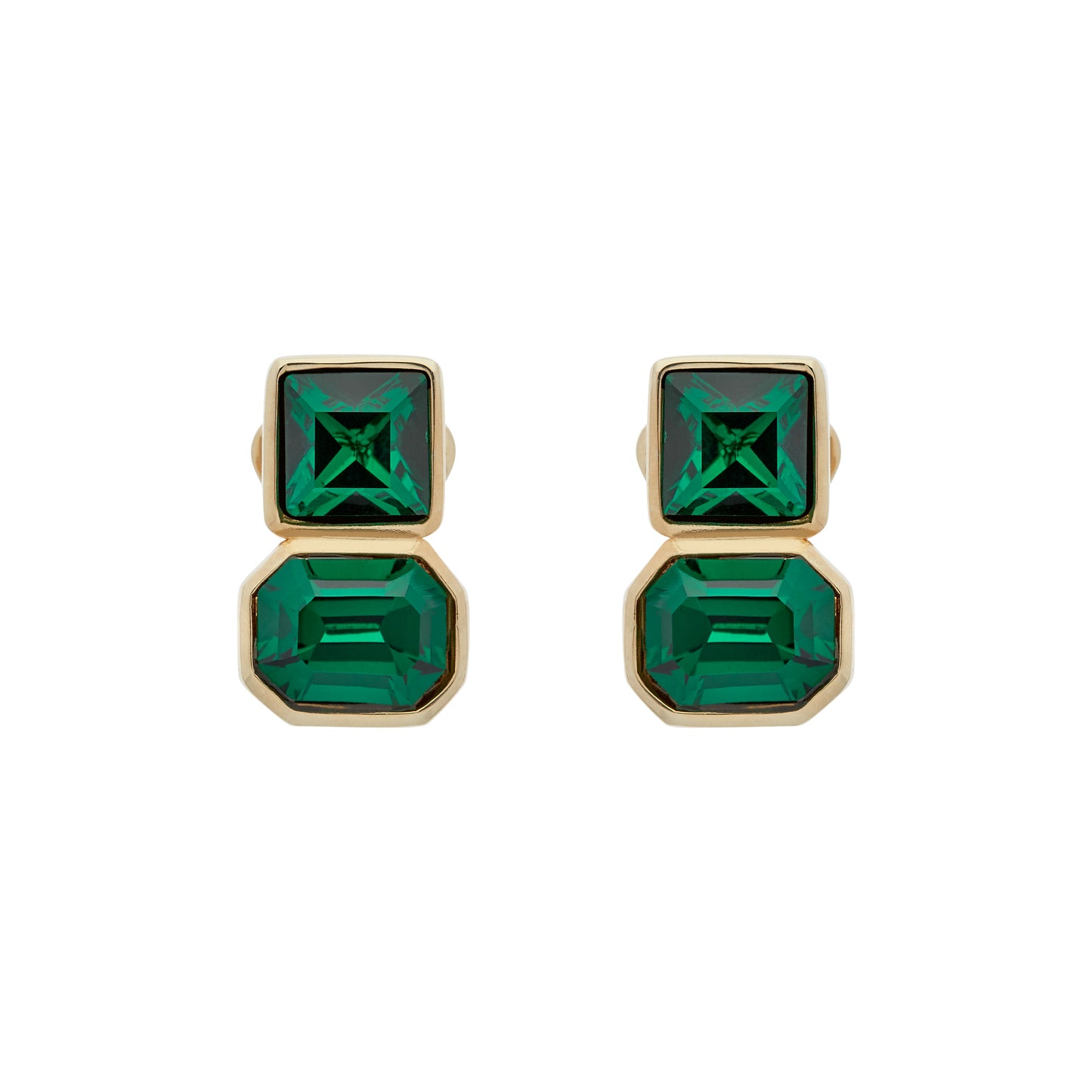 Emerald Green Crystal Clip Earrings