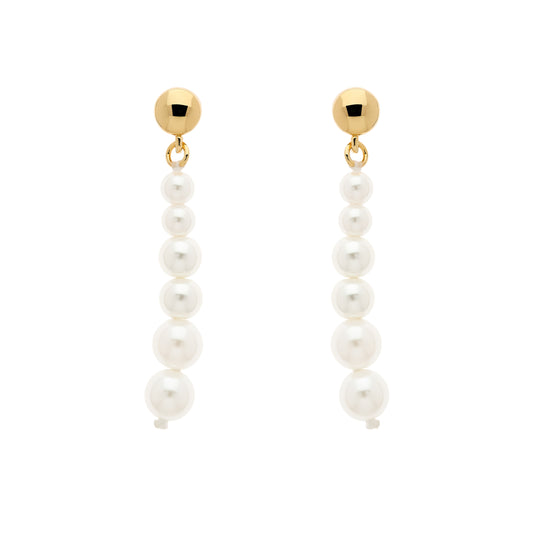Graduated Pearl & Gold Earrings