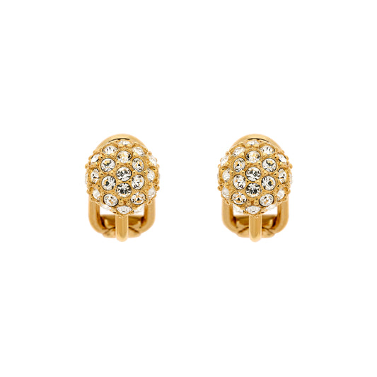 Gold & Crystal Stud Clip Earrings
