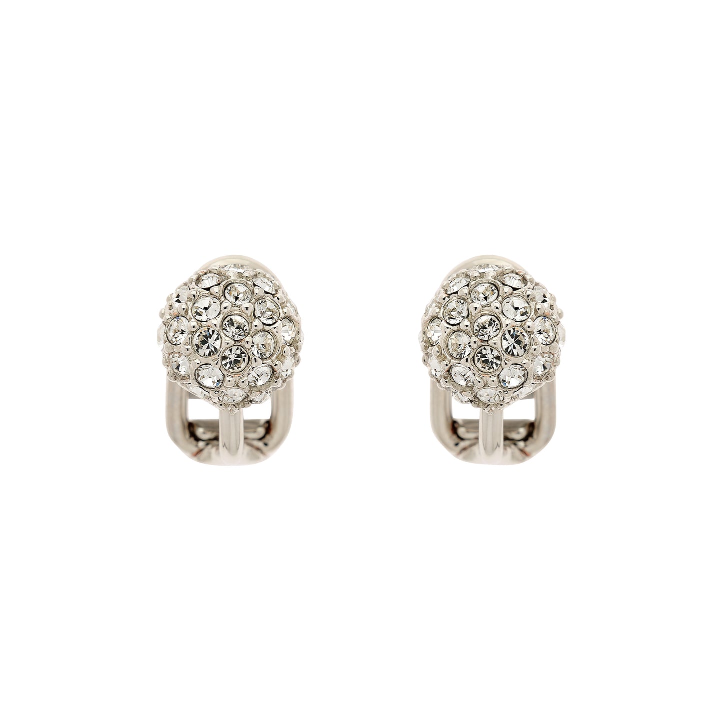 Platinum Pave Crystal Clip on Earrings