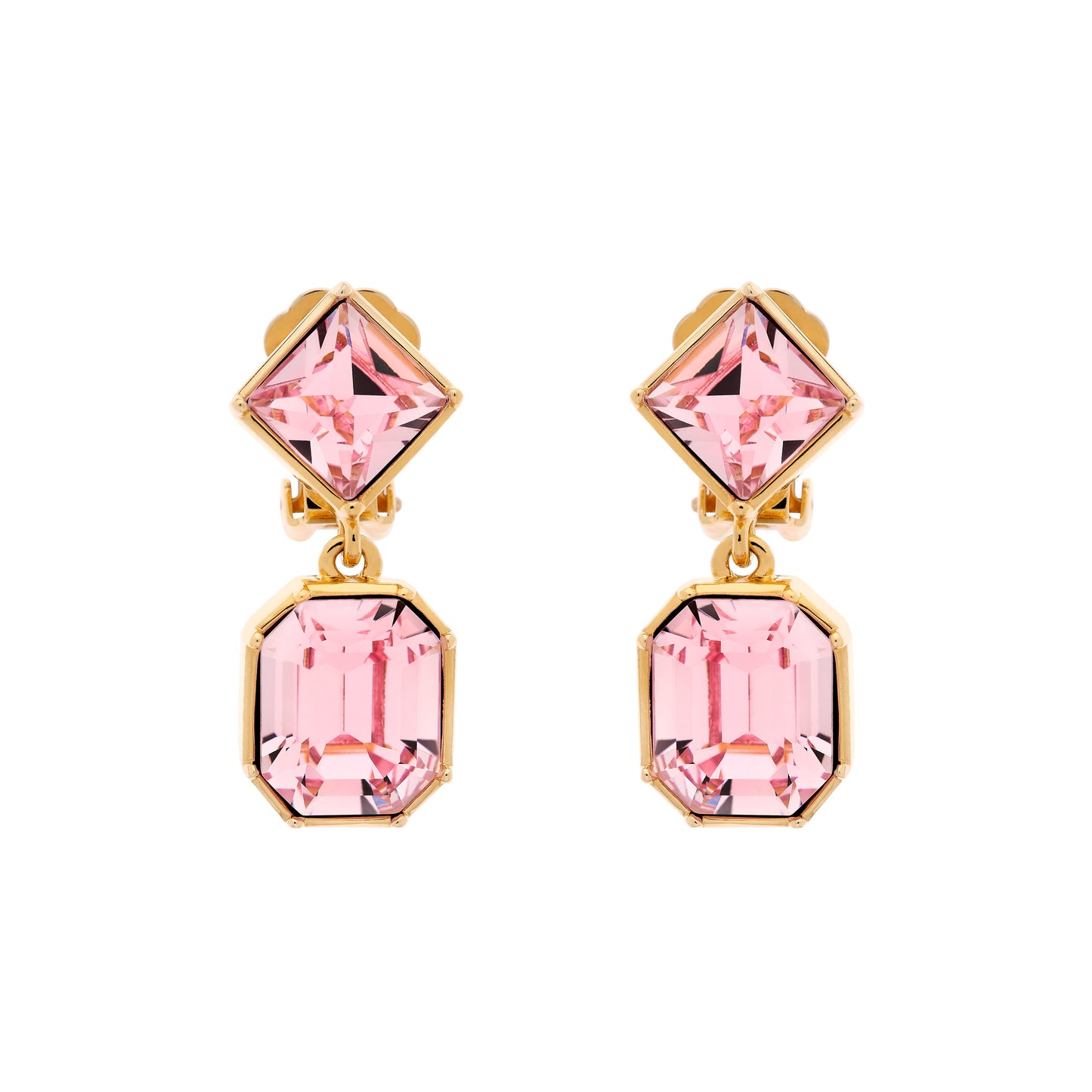 Pink Crystal Statement Clip Earrings