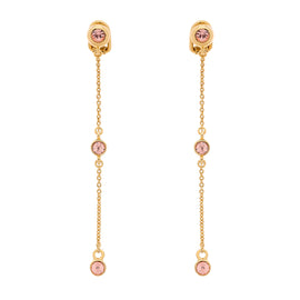 Pink Crystal Drop Clip Earrings