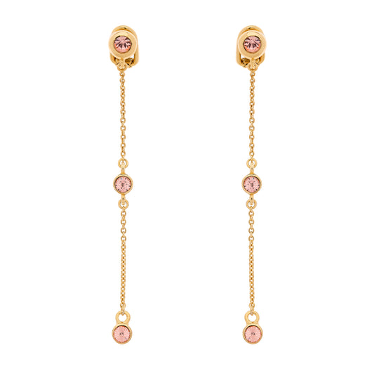 Pink Crystal Drop Clip Earrings
