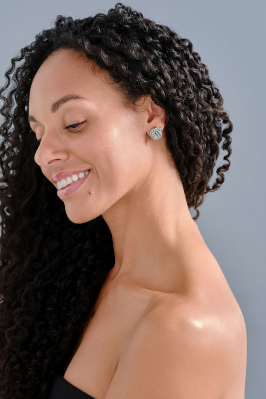 Platinum Knot Clip Earrings