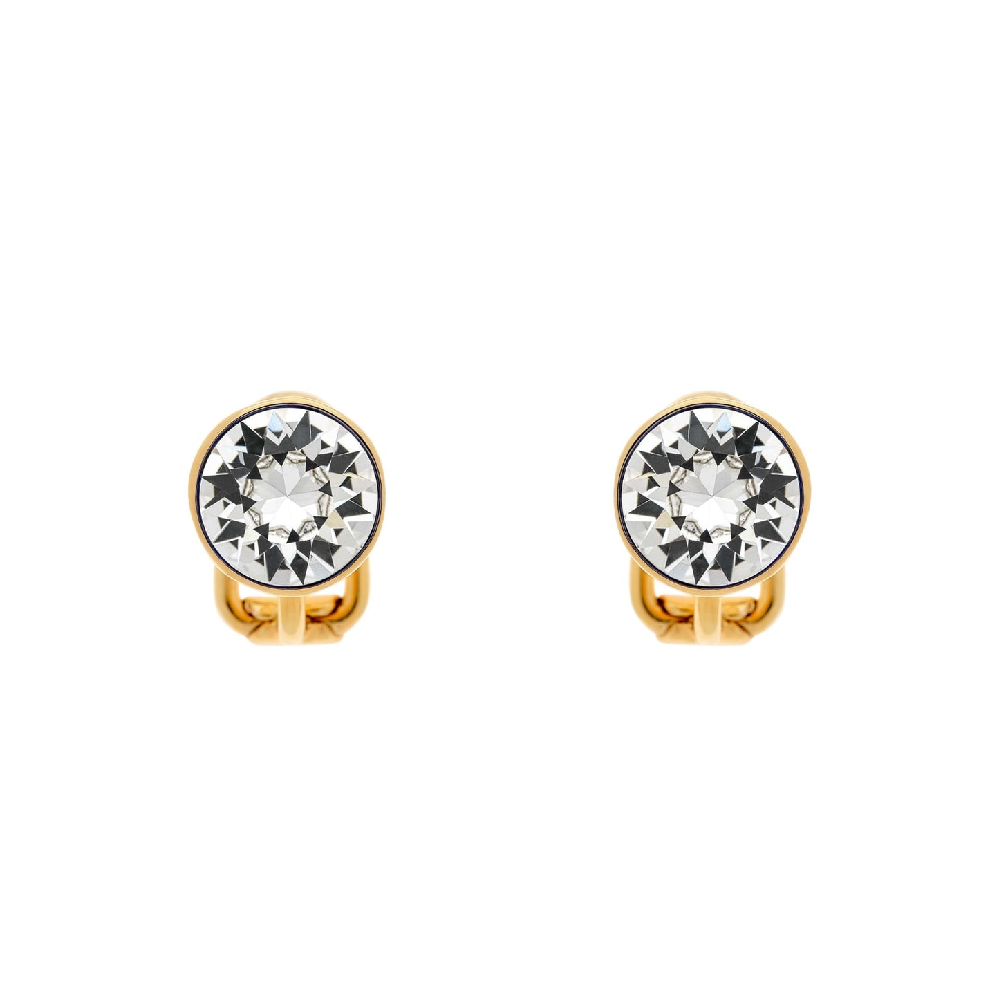 Gold Crystal Stud Clip Earrings