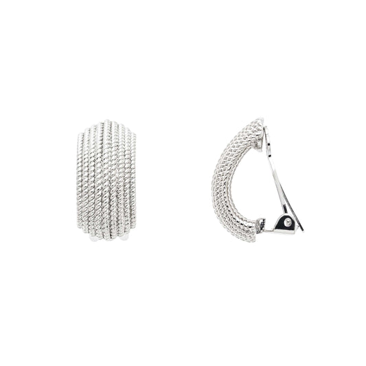 Platinum Textured Clip Earrings