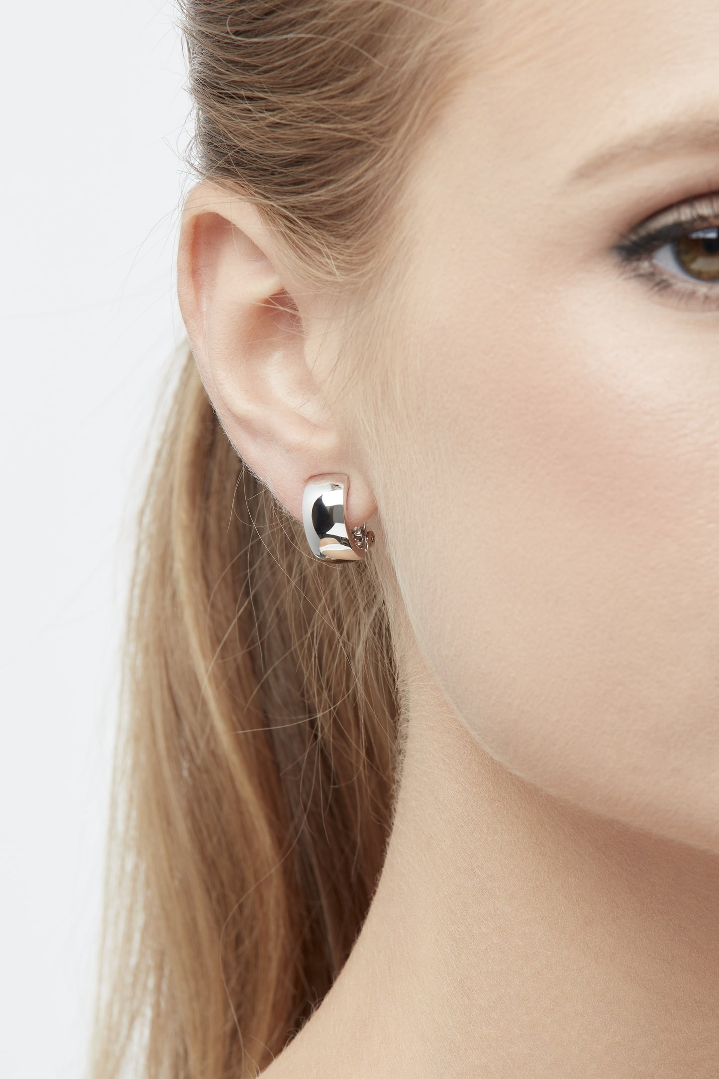 Platinum Curve Clip Earrings