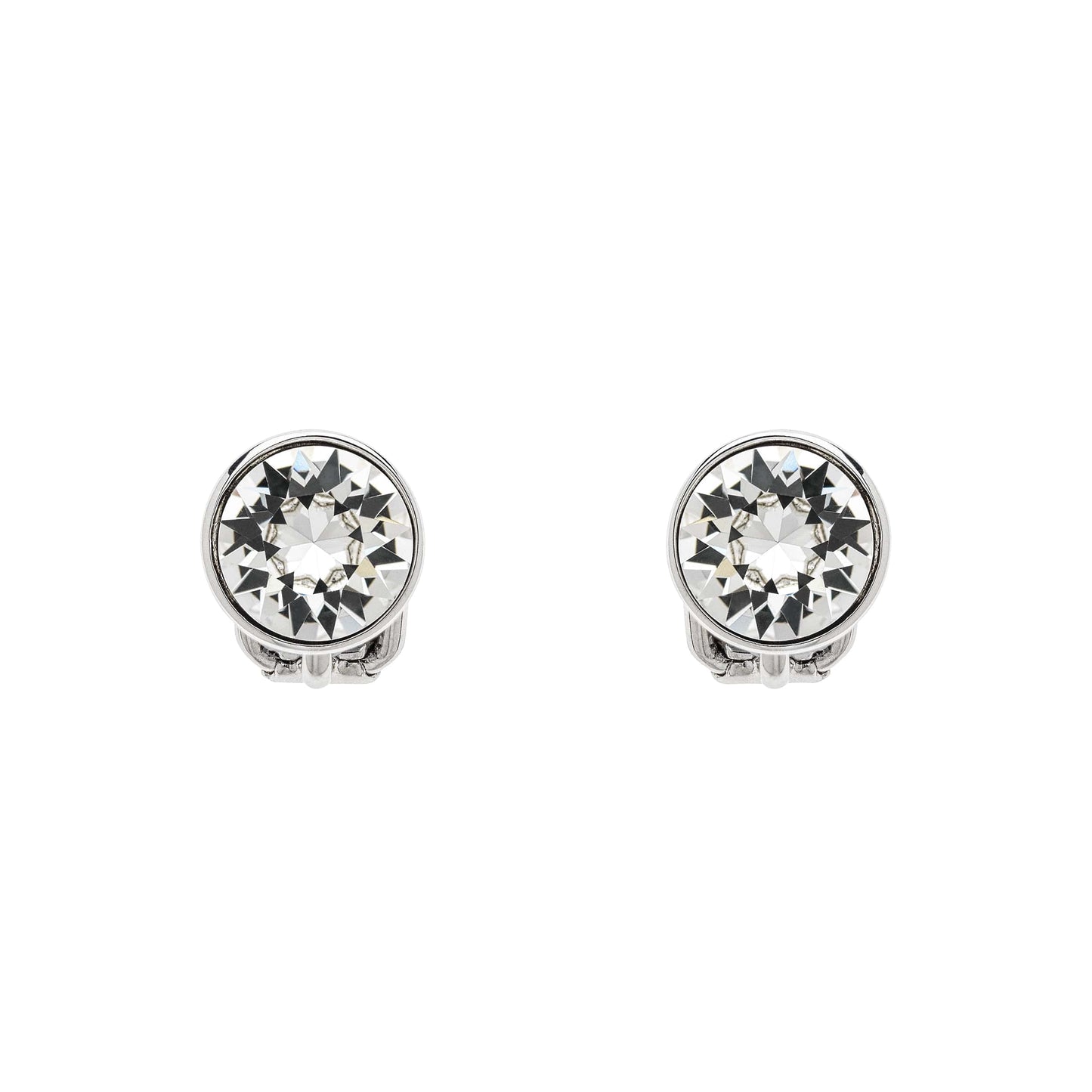Platinum Crystal Stud Clip Earrings