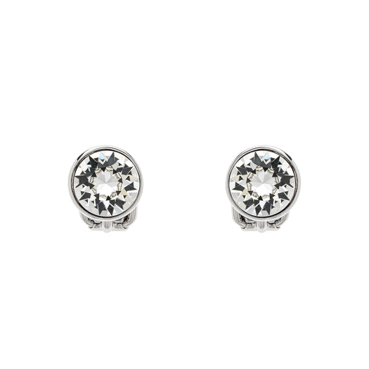 Platinum Crystal Stud Clip Earrings