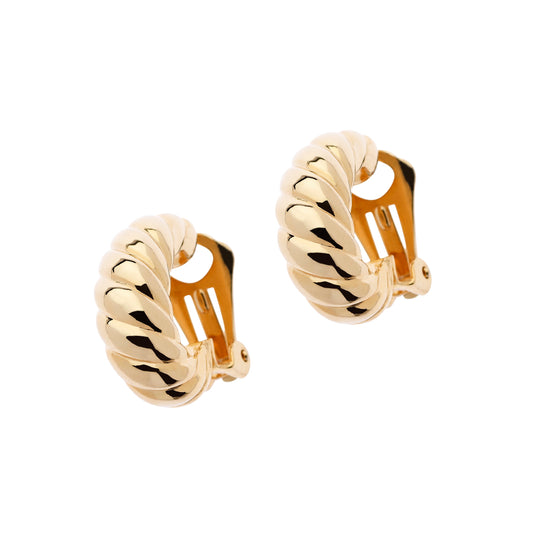 Gold Twist Clip Earrings