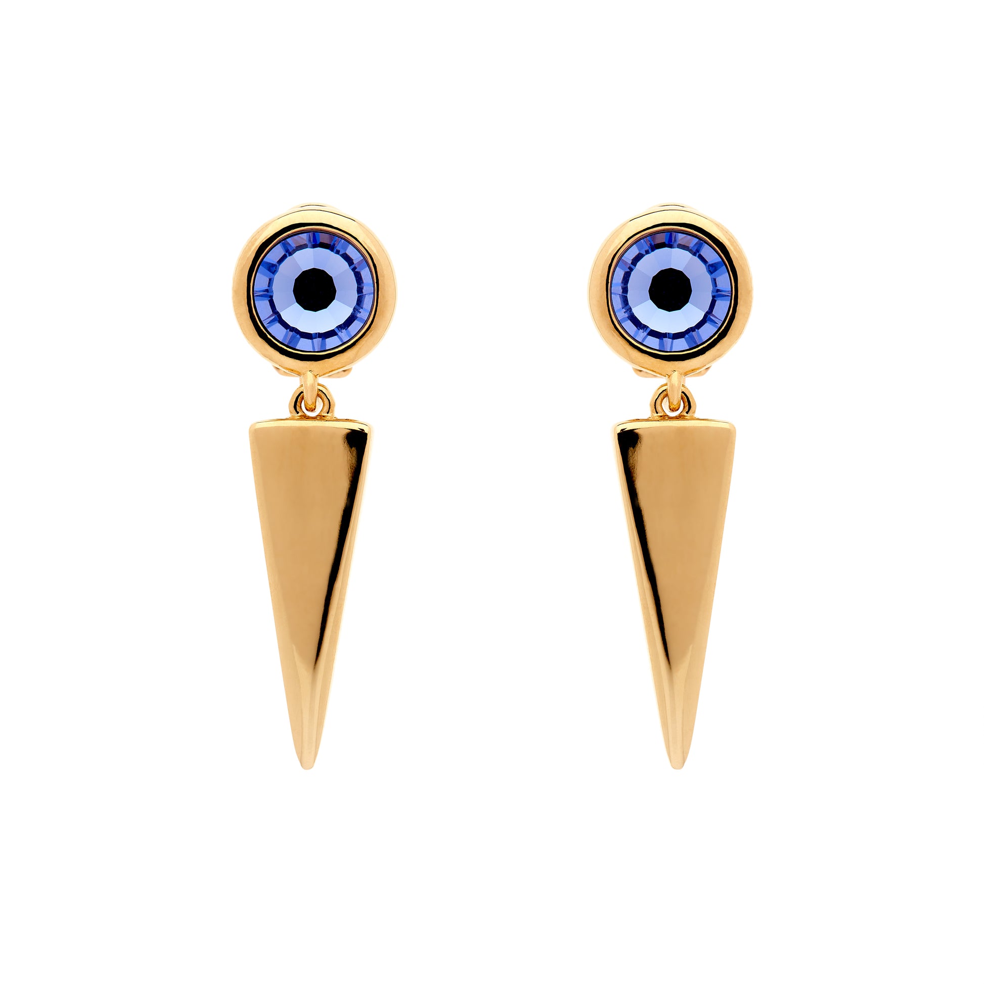 Blue violet crystal clip earrings