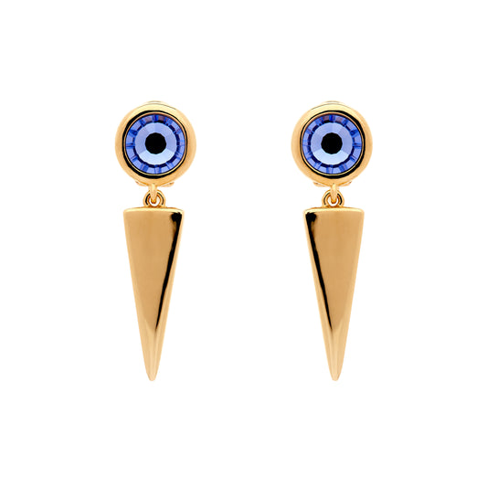 Blue violet crystal clip earrings