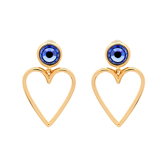 Blue Violet Heart Clip Earrings