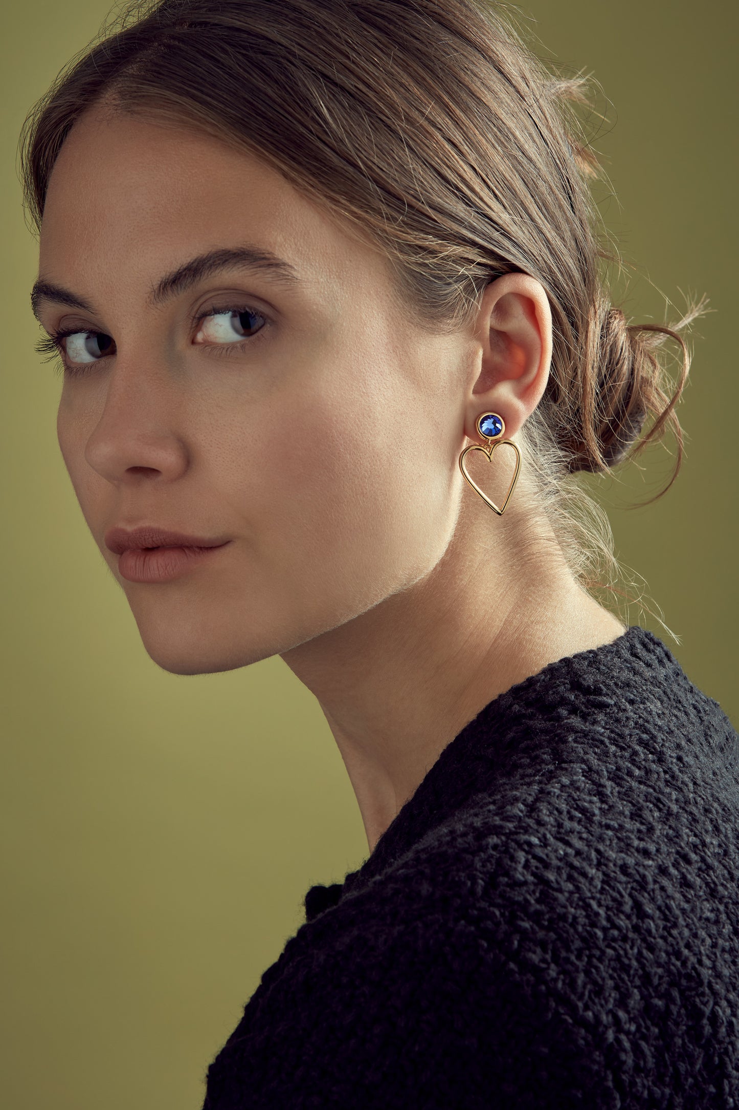 Blue Violet Heart Clip Earrings