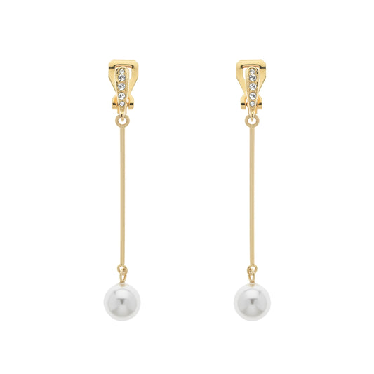 Crystal & Pearl Drop Clip Earrings