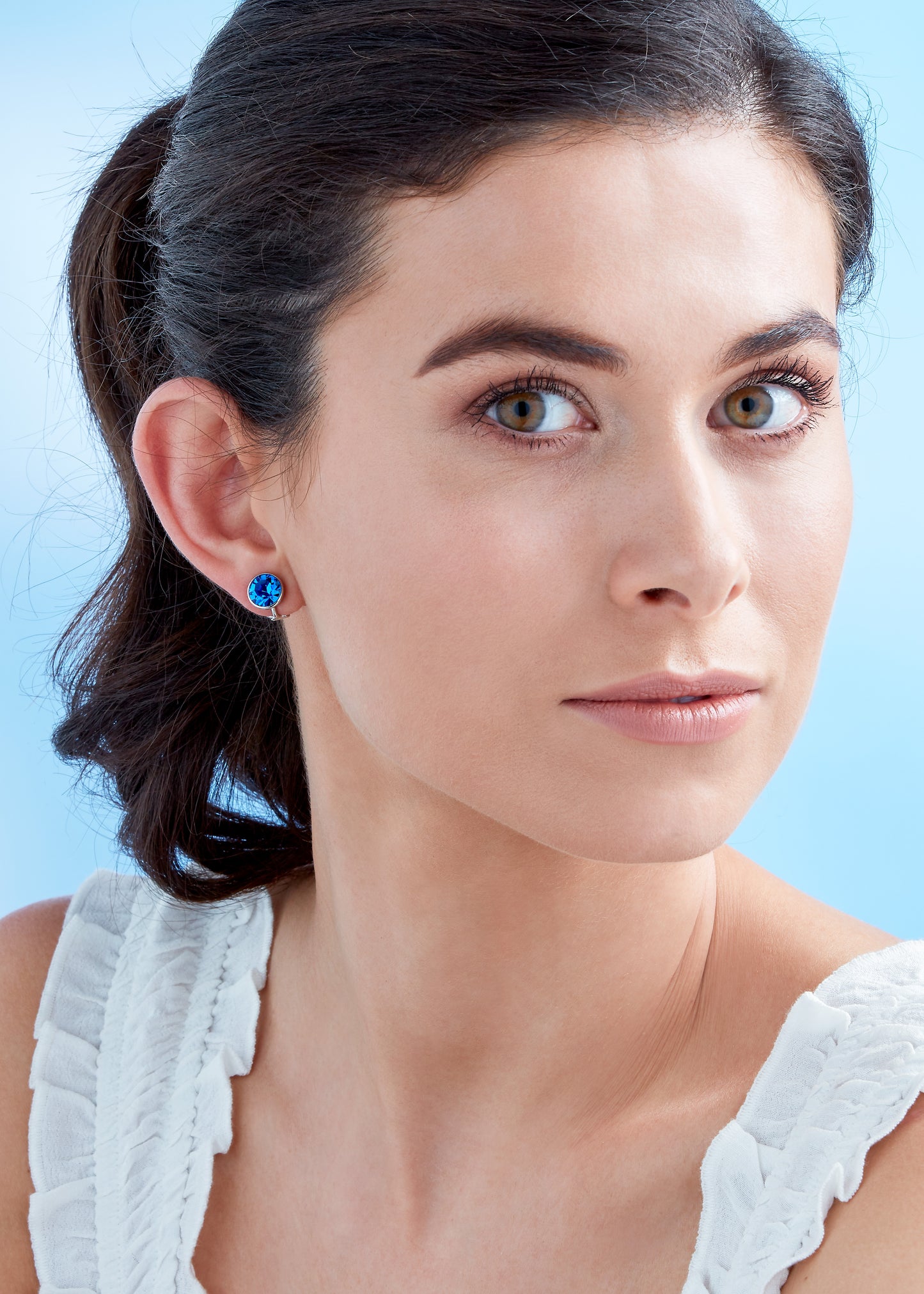 Sapphire Stud Clip Earrings