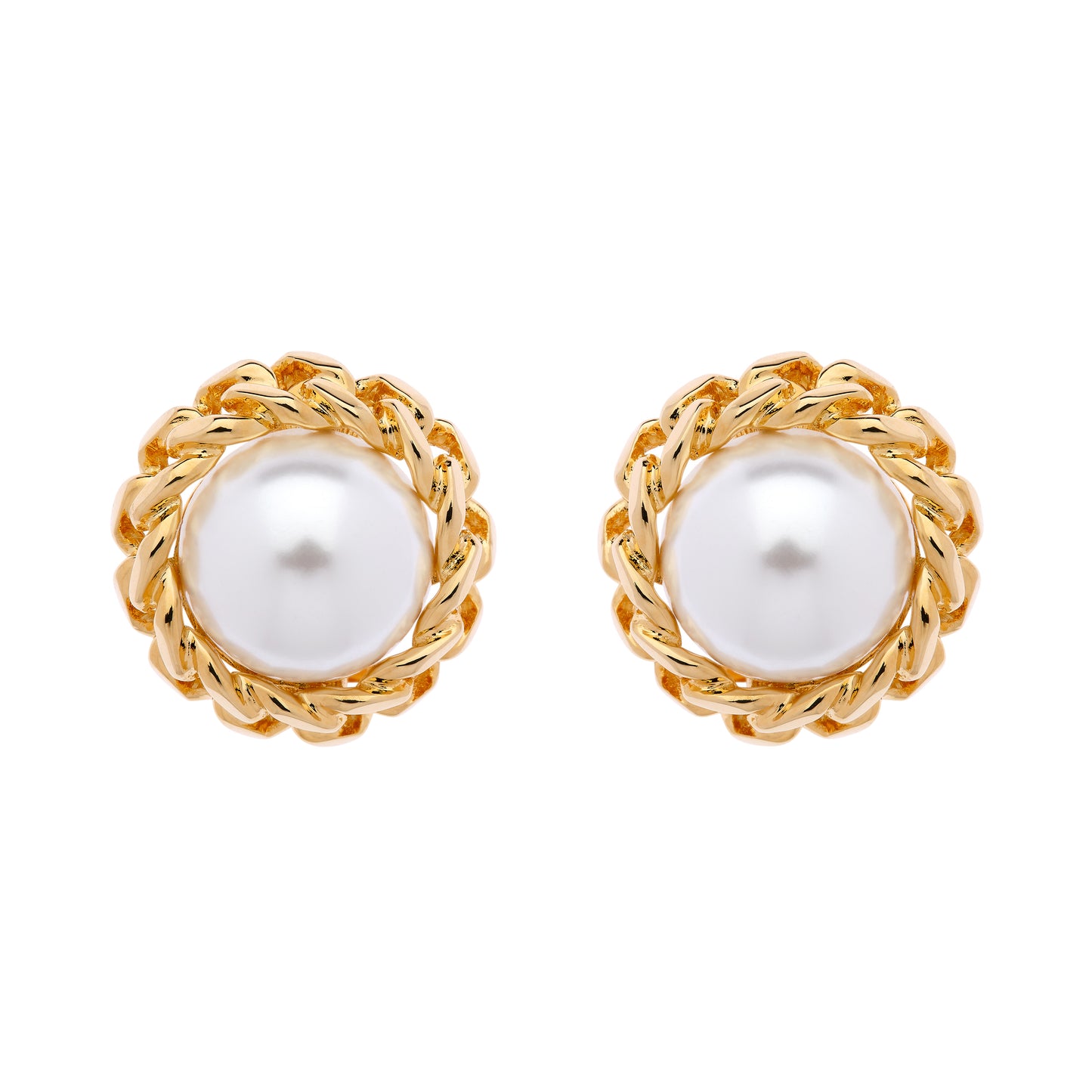 Gold Chanel Pearl Clip Earrings