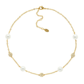 Gold, Crystal & Pearl Luxury Necklace