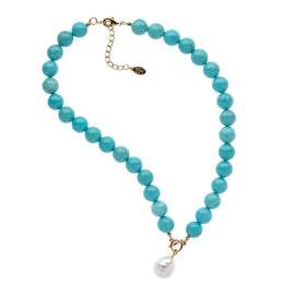 Turquoise and Baroque Pearl Necklace